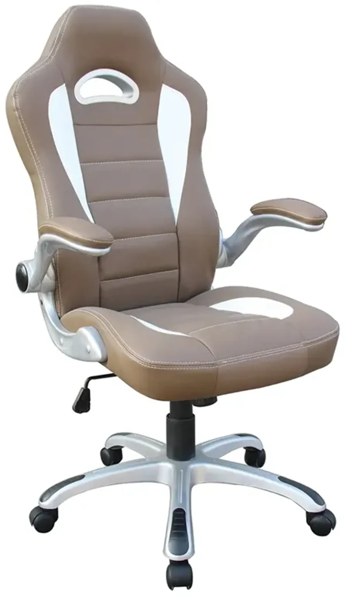 Techni Mobili High Back Executive Sport Race Office Chair with Flip-Up Arms. Color: Camel