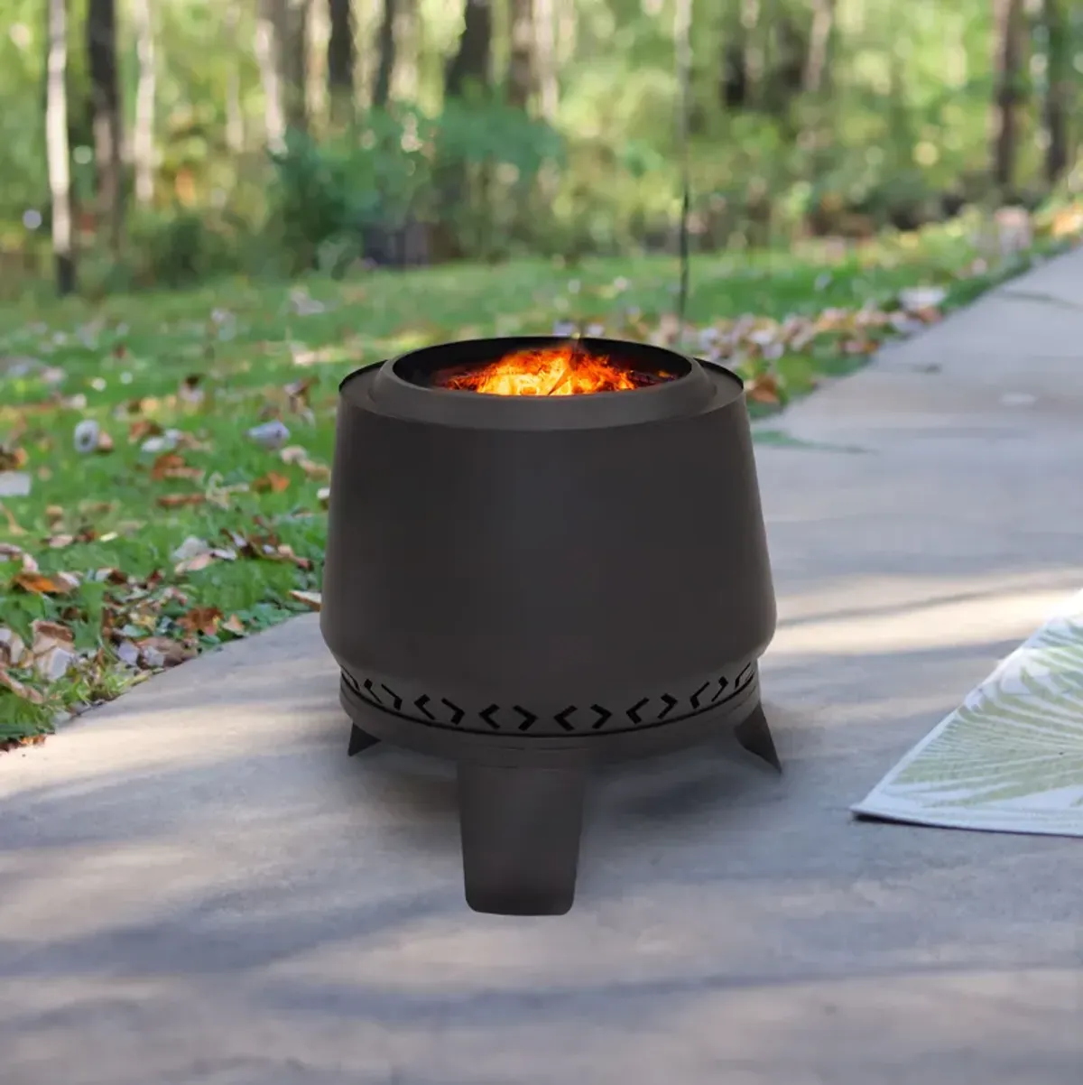 Sunnydaze 20 in Heavy-Duty Steel Smokeless Fire Pit - Black