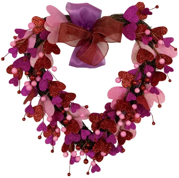 Glittered Hearts and Berries Valentine's Day Twig Wreath - 20"