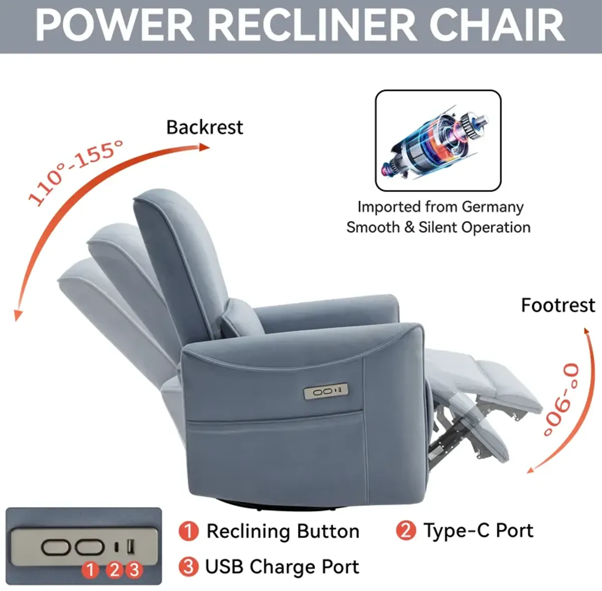 Merax Swivel and Rocker Power Recliner Chair