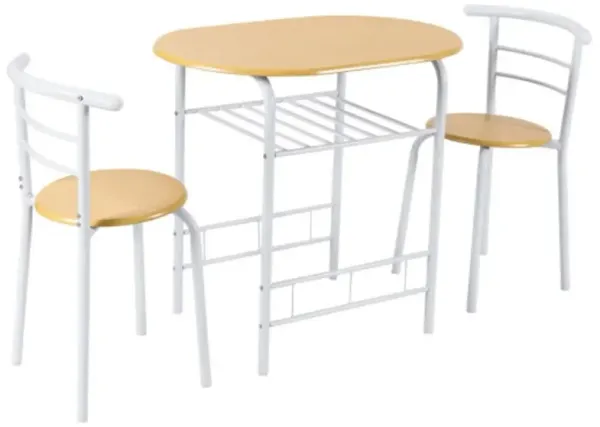 3 pcs Home Kitchen Bistro Pub Dining Table 2 Chairs Set