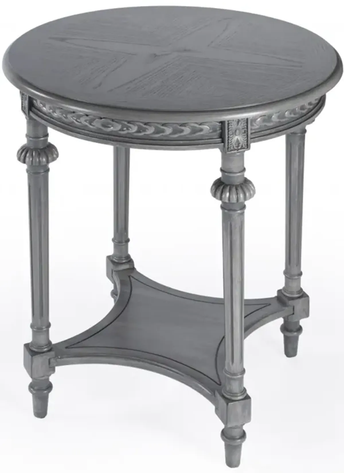 Hivvago 27 Inch Gray Classic Round End Table With Shelf