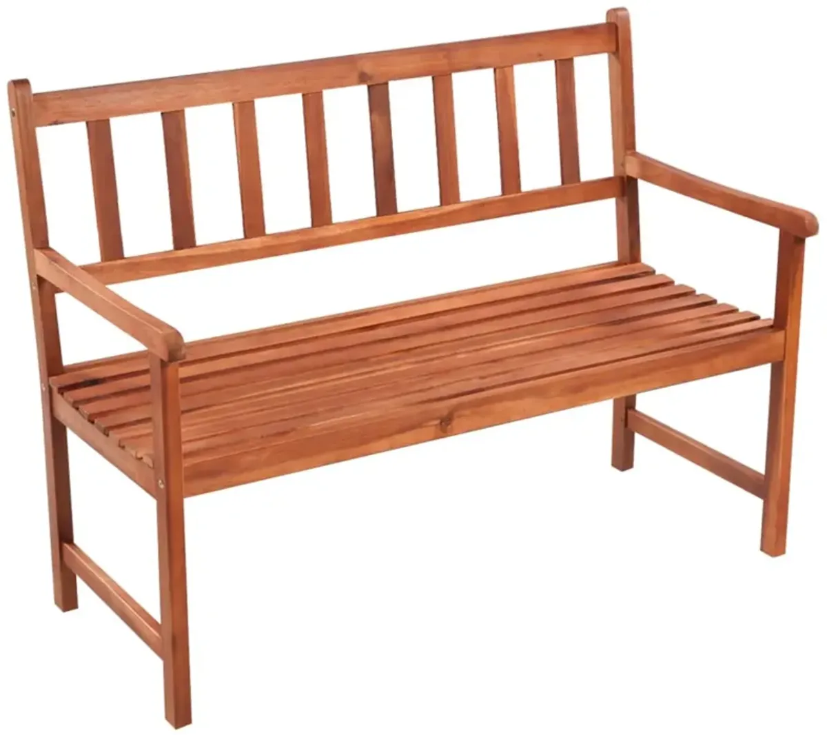 vidaXL Solid Acacia Wood Patio Bench with Light Oil Finish and Comfortable Cushion - 47.2 inch Retro Style Bench for Outdoor Spaces