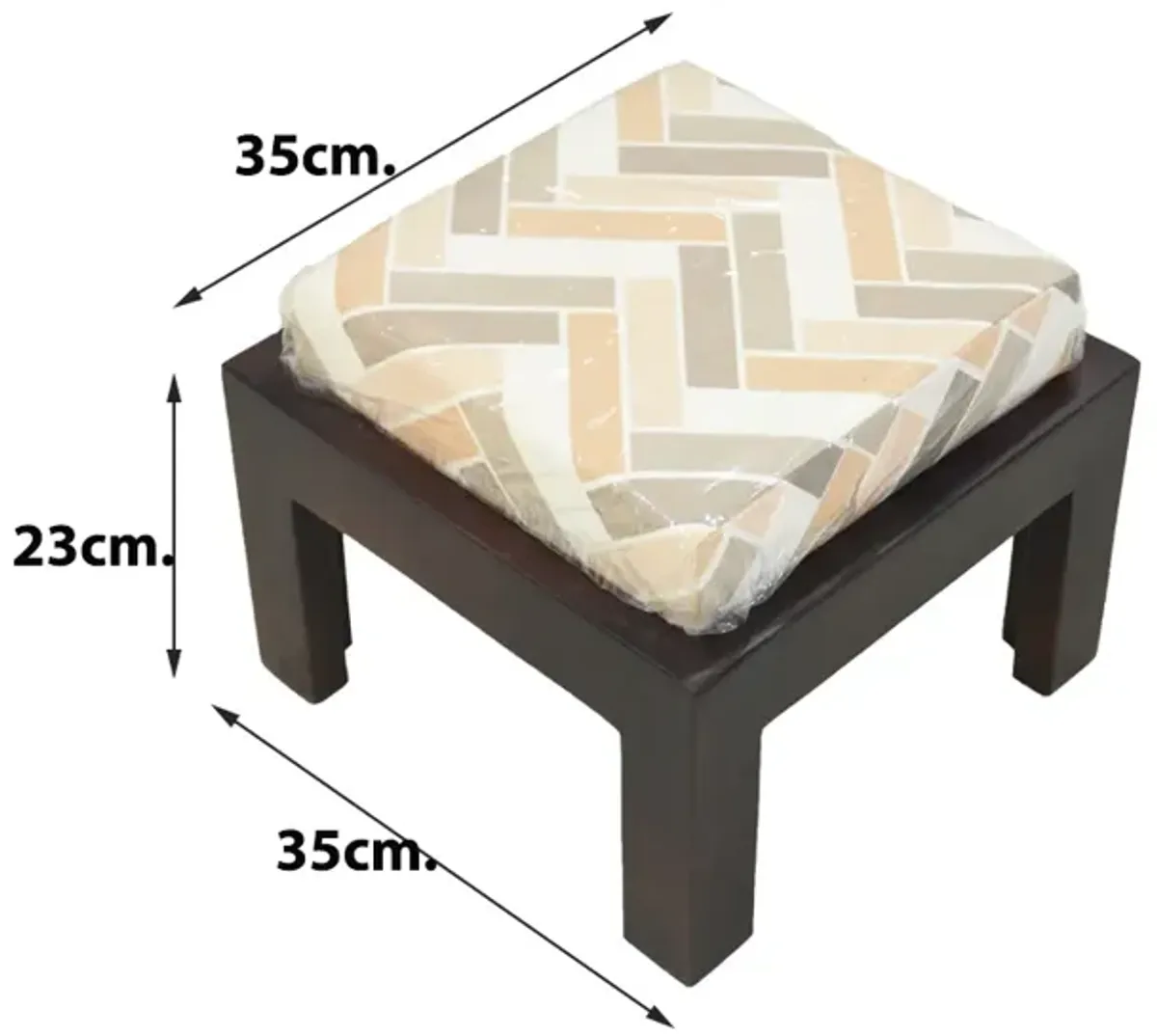 Handmade 100% Mango Wood (With Cushion) Light Walnut Color Rectangular Shaped Indoor Stool