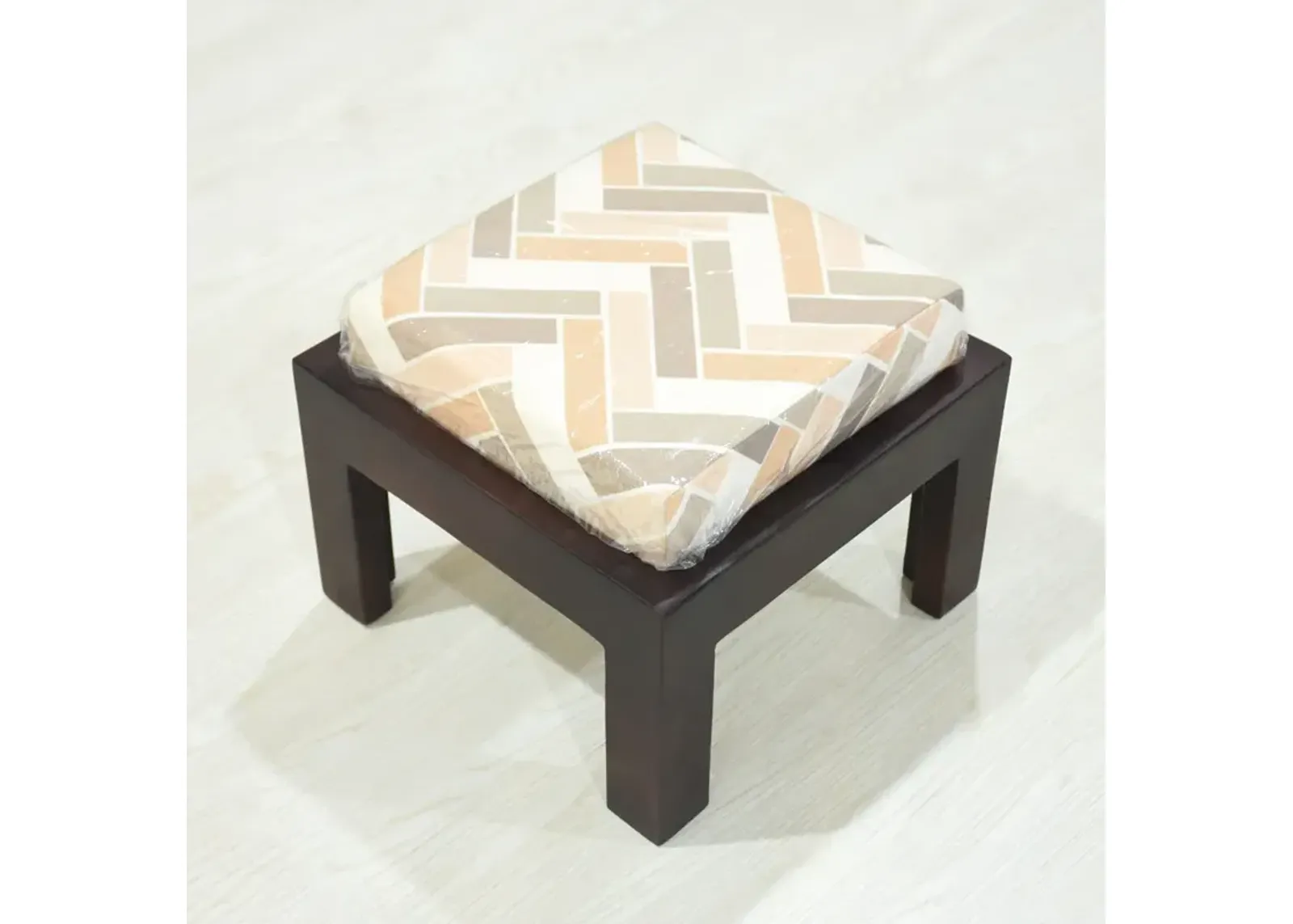 Handmade 100% Mango Wood (With Cushion) Light Walnut Color Rectangular Shaped Indoor Stool