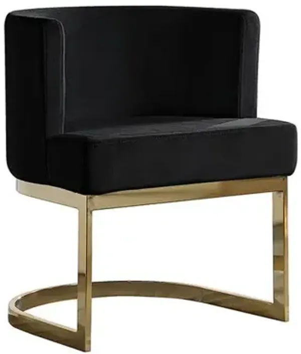 Black Velvet Side Chair with Gold, Chrome Base - Single