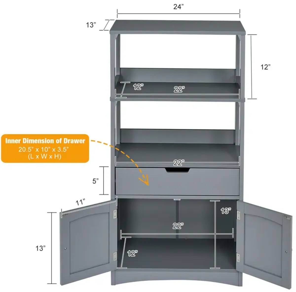 Costway Bathroom Storage Cabinet Floor Cabinet w/Drawer Shelf Cupboard Espresso