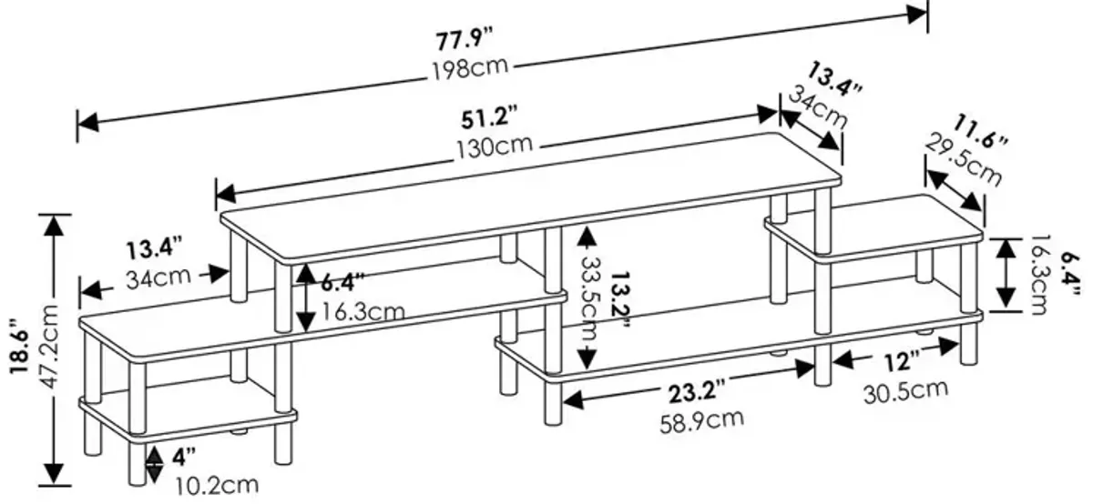 Furinno Turn-N-Tube Grand Entertainment Center for TV up to 80 Inch, French Oak Grey/Black