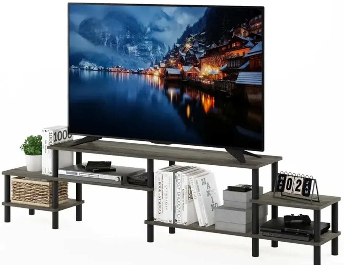 Furinno Turn-N-Tube Grand Entertainment Center for TV up to 80 Inch, French Oak Grey/Black