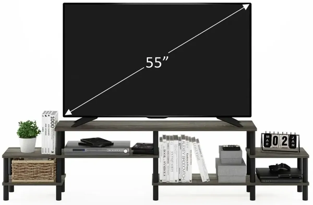 Furinno Turn-N-Tube Grand Entertainment Center for TV up to 80 Inch, French Oak Grey/Black