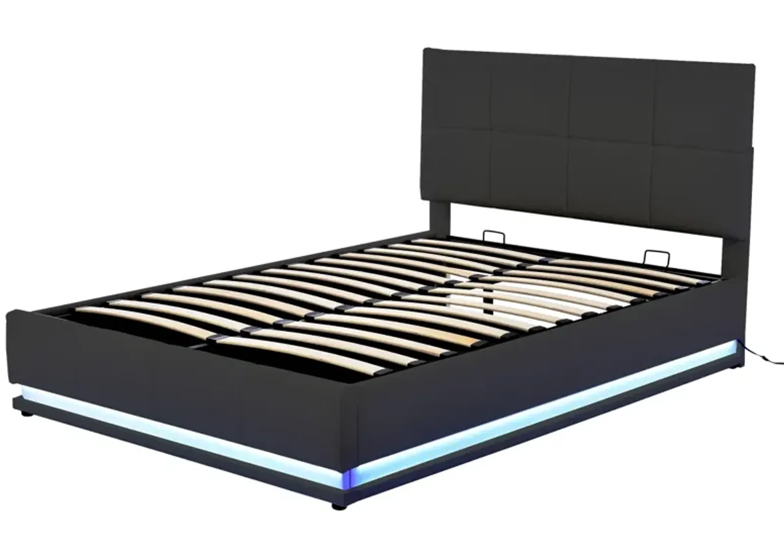 Queen Size Tufted Storage Bed with LED Lights & USB Charger