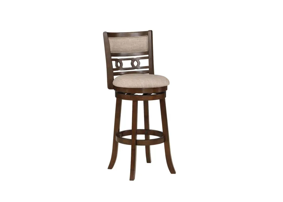 New Classic Furniture Gia 29 Solid Wood Swivel Bar Stool with Fabric Seat in Cherry