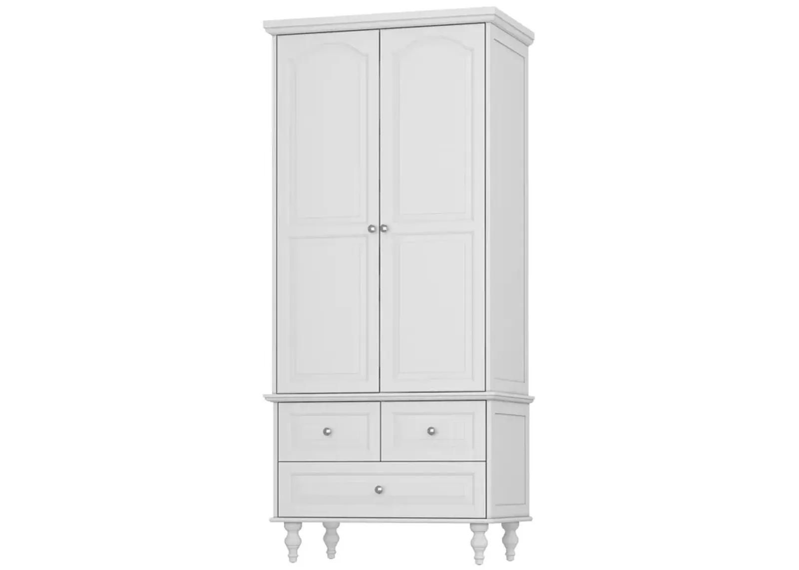 White Paint Wood 2-Door Armoires with Hanging Rod, 3-Drawers, Adjustable Shelves 70.9 in. H x 31.5 in. W x 19.7 in. D