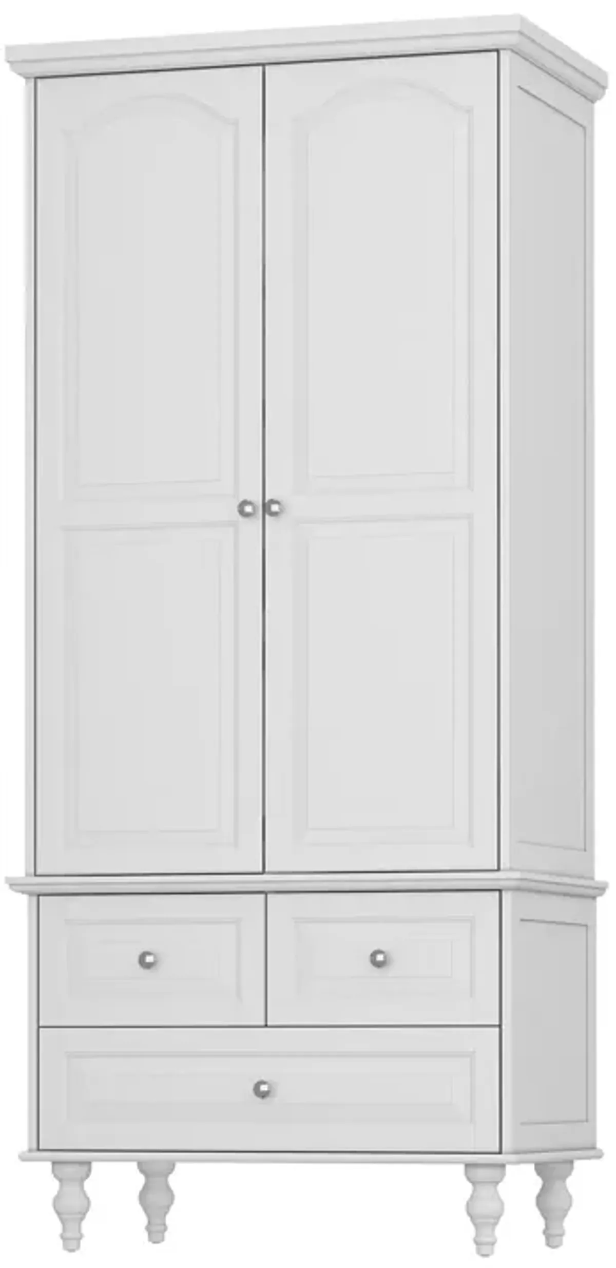 White Paint Wood 2-Door Armoires with Hanging Rod, 3-Drawers, Adjustable Shelves 70.9 in. H x 31.5 in. W x 19.7 in. D