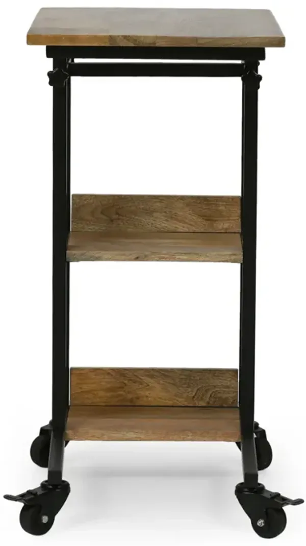 Streamdale Artisan Handcrafted Modern Industrial Mango Wood C-Shape End Table