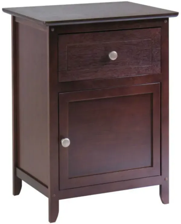 Hivvago Antique Walnut Wood Finish 1-Drawer Bedroom Nightstand End Table Cabinet