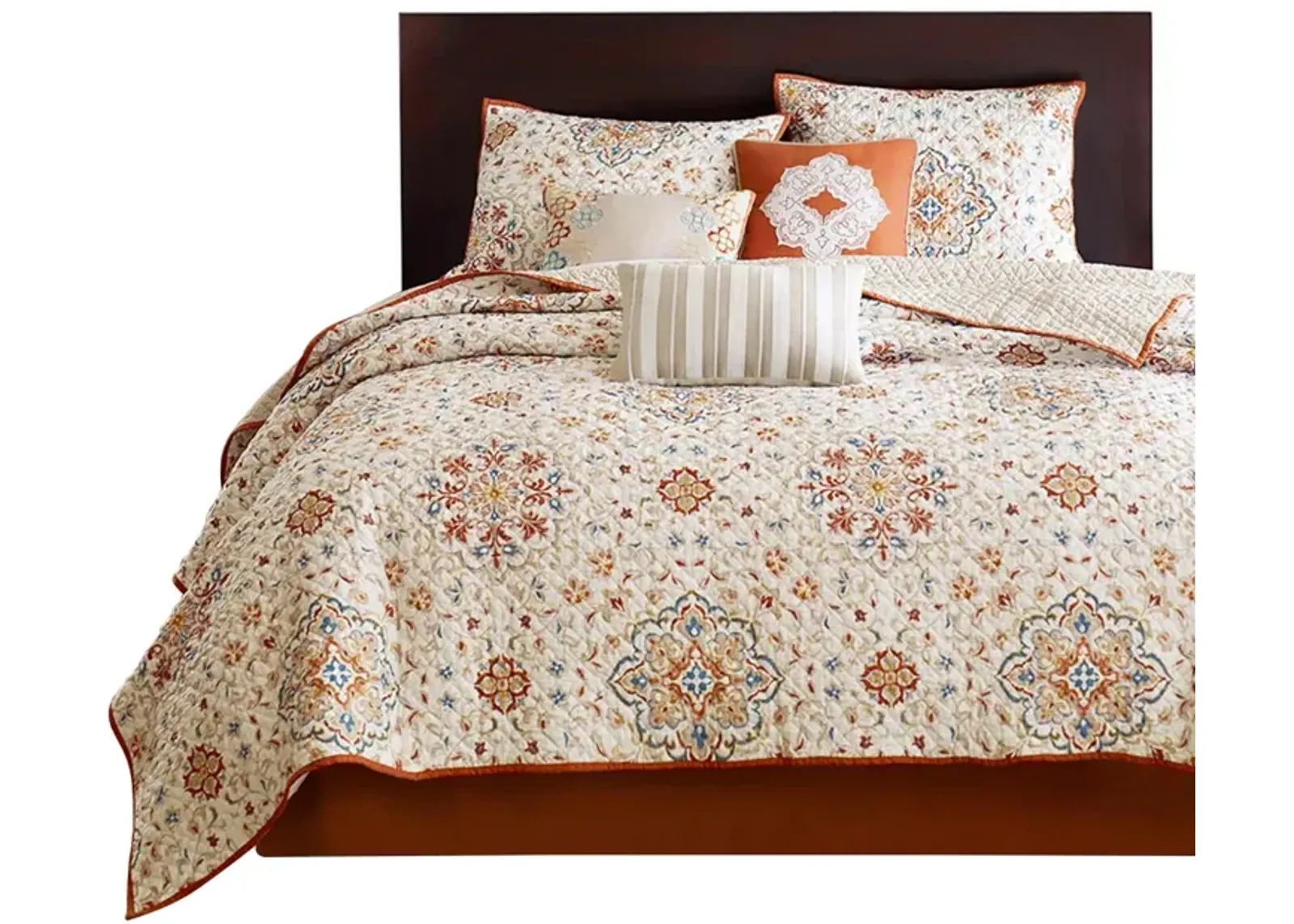 Gracie Mills Greene 6-Piece Reversible Printed Quilt Set with Decorative Pillows