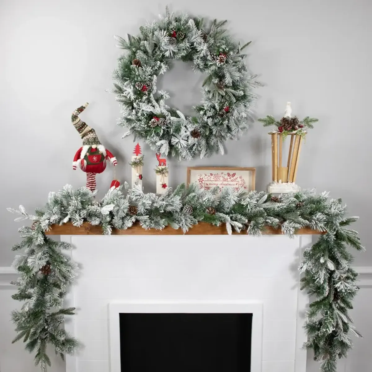 Flocked Rosemary Emerald Angel Pine Artificial Christmas Wreath - 30-Inch  Unlit