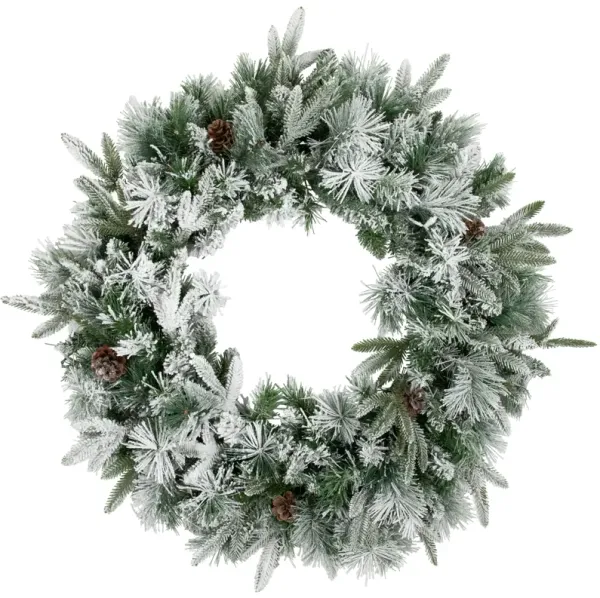 Flocked Rosemary Emerald Angel Pine Artificial Christmas Wreath - 30-Inch  Unlit