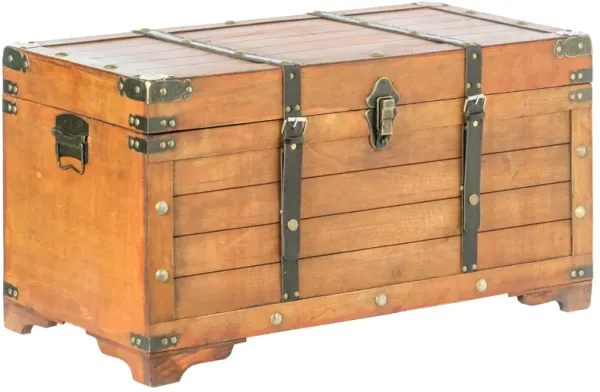 Rustic Large Wooden Storage Trunk with Lockable Latch