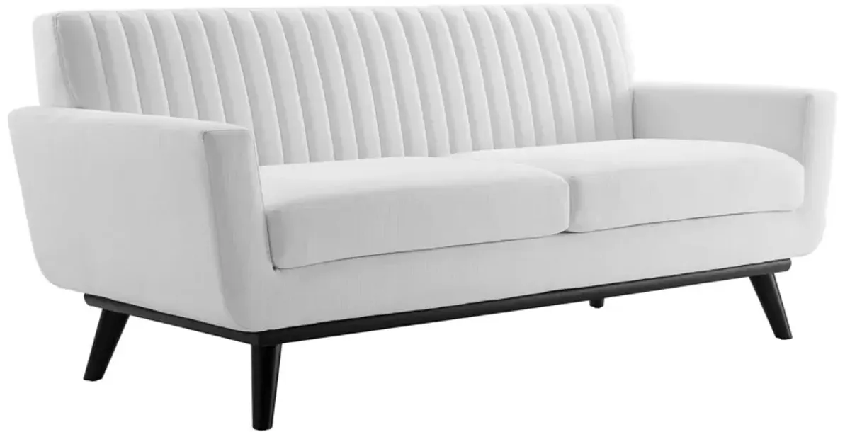 Engage Channel Tufted Fabric Loveseat White EEI-5461-WHI