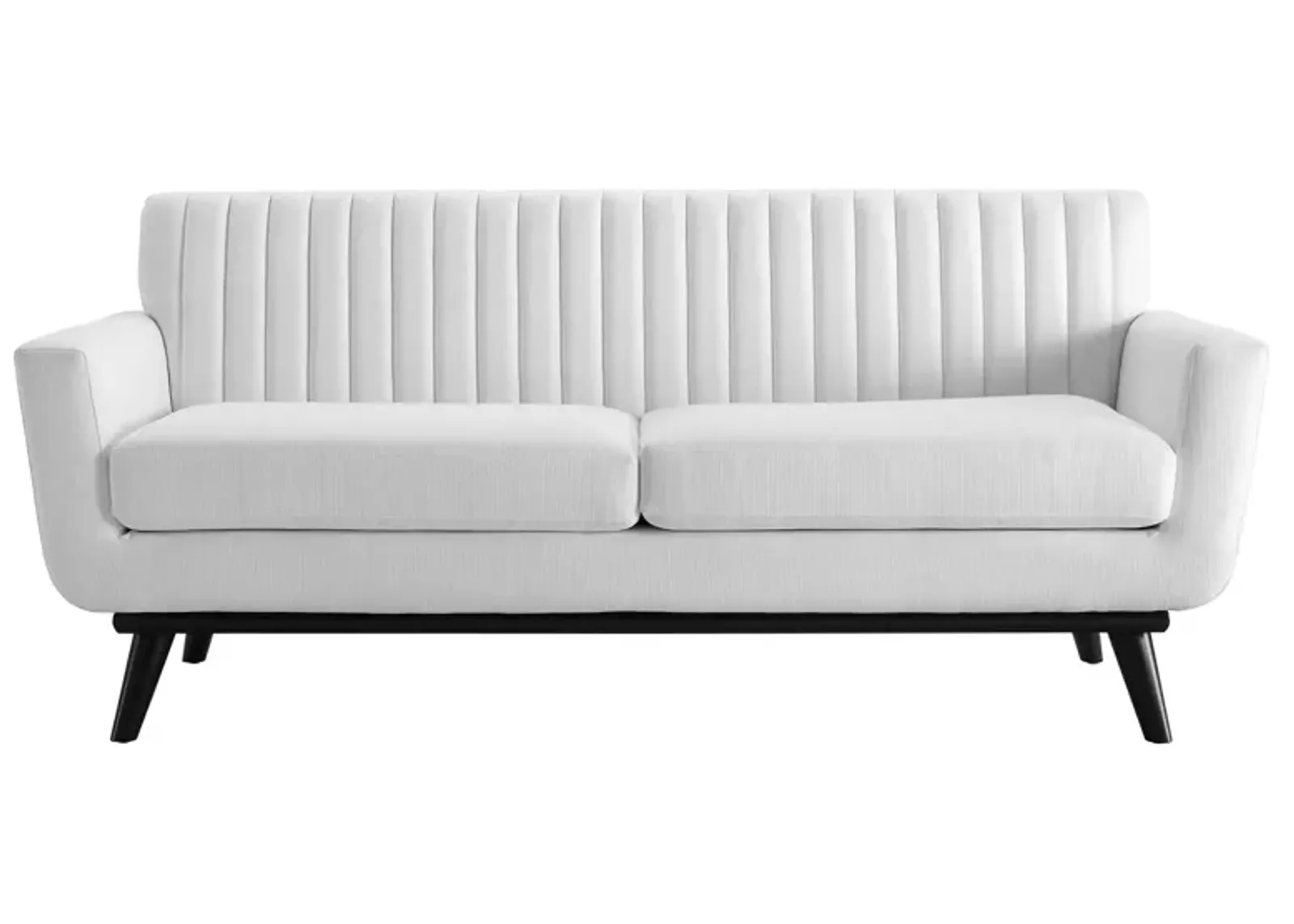 Engage Channel Tufted Fabric Loveseat White EEI-5461-WHI