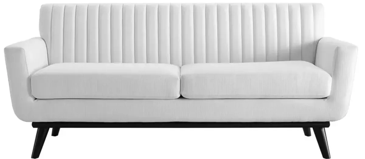 Engage Channel Tufted Fabric Loveseat White EEI-5461-WHI