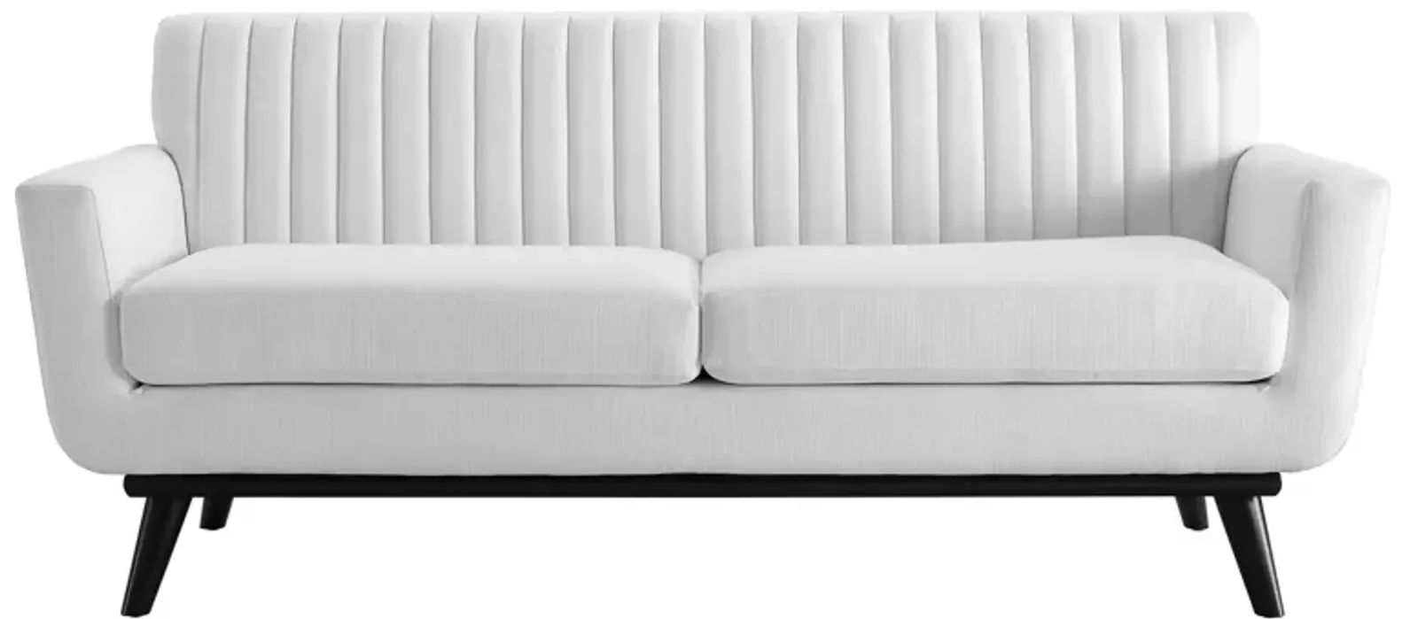 Engage Channel Tufted Fabric Loveseat White EEI-5461-WHI