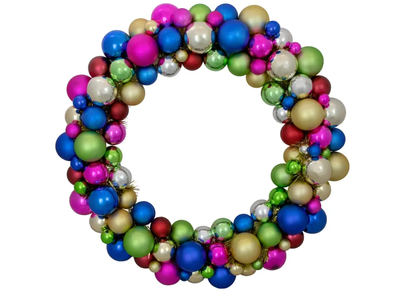 Multi-Color 2-Finish Shatterproof Ball Christmas Wreath  36-Inch