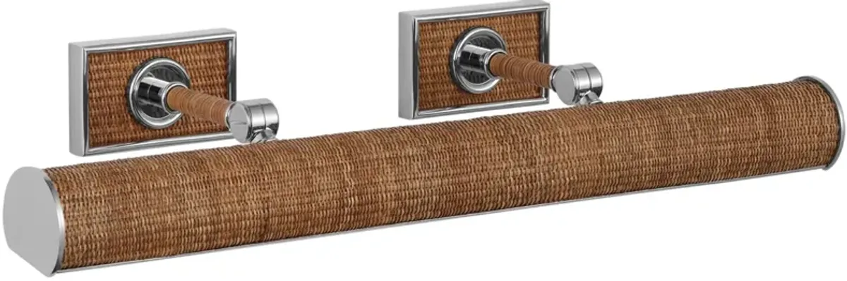 Halwell 24" Picture Light in Polished Nickel and Natural Woven Rattan