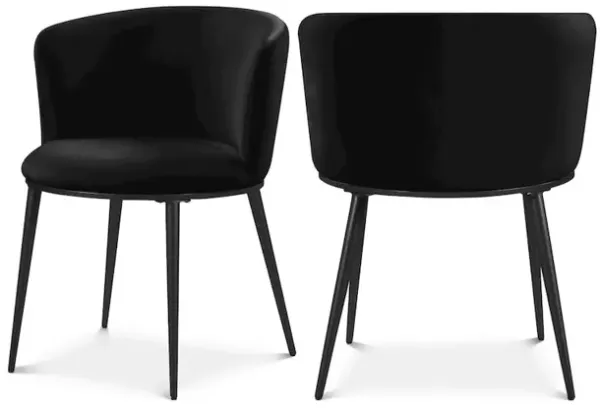 Meridian Furniture Skylar Black Velvet Dining Chair, Set of 2