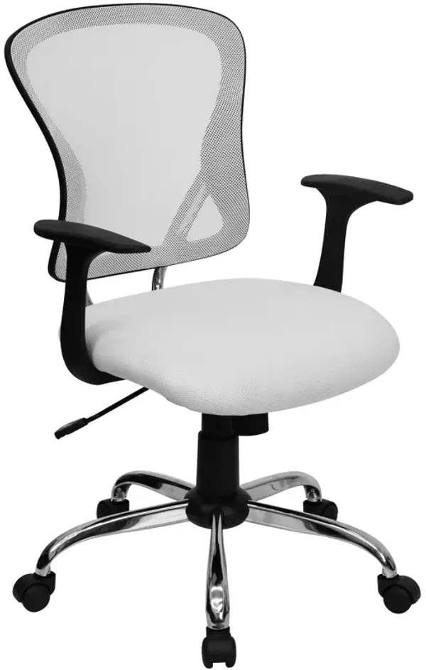 Alfred Mid-Back Blue Mesh Swivel Task Office Chair with Chrome Base and Arms