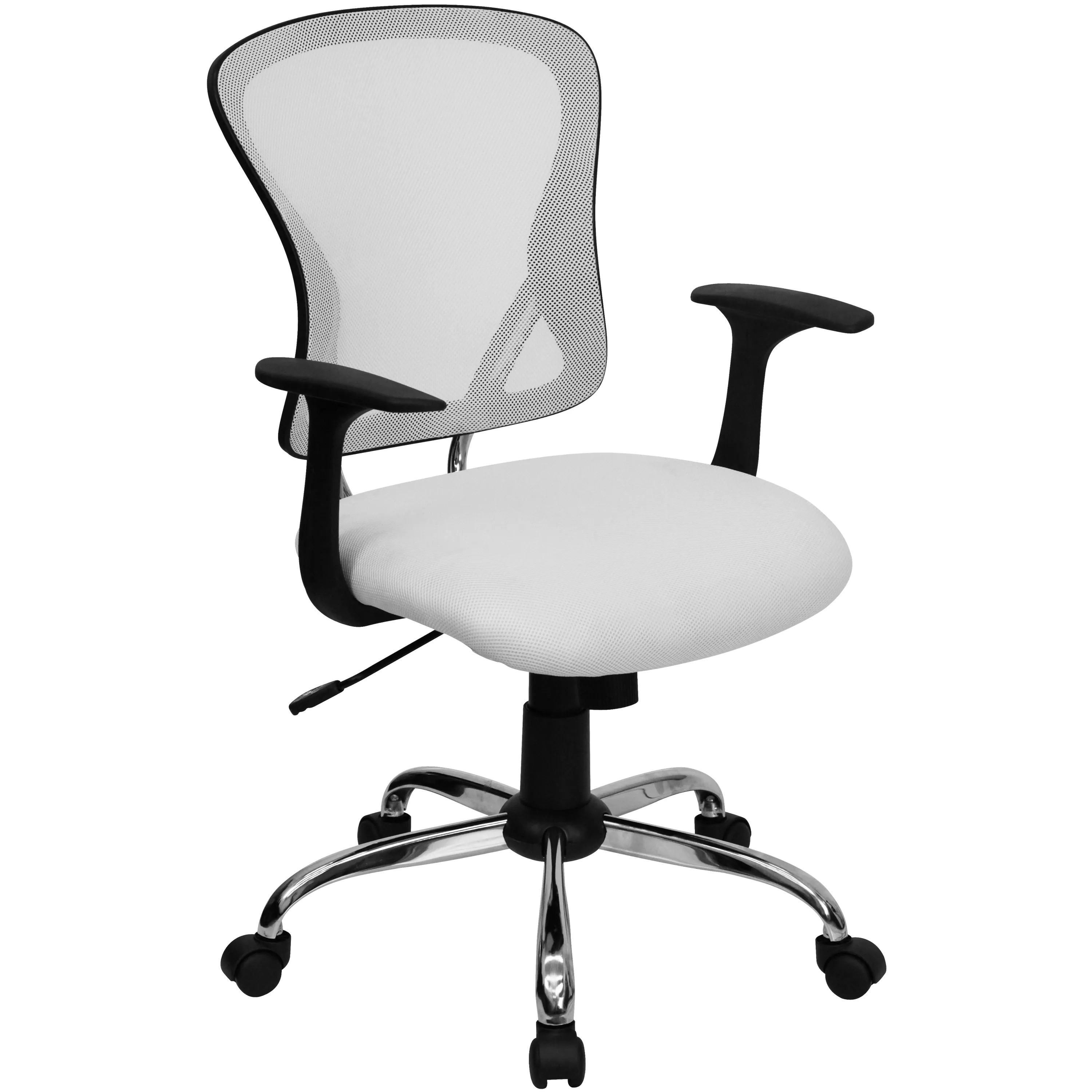 Alfred Mid-Back Blue Mesh Swivel Task Office Chair with Chrome Base and Arms