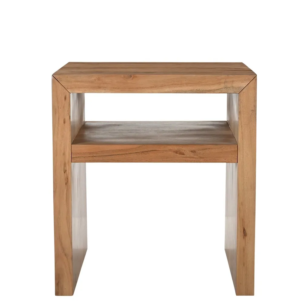 Jofran Dev Modern Mitered Angle Solid Wood End Table with Storage Shelf