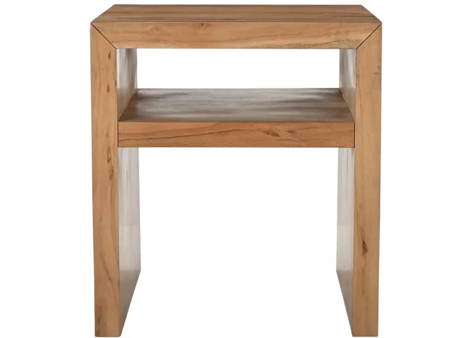 Jofran Dev Modern Mitered Angle Solid Wood End Table with Storage Shelf