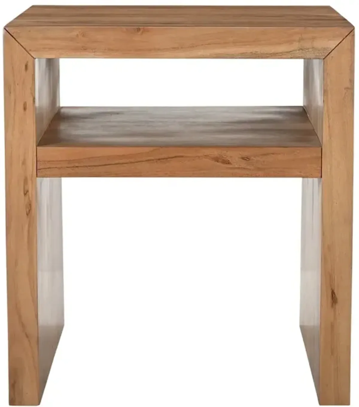 Jofran Dev Modern Mitered Angle Solid Wood End Table with Storage Shelf