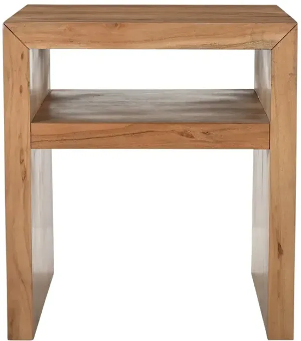 Jofran Dev Modern Mitered Angle Solid Wood End Table with Storage Shelf