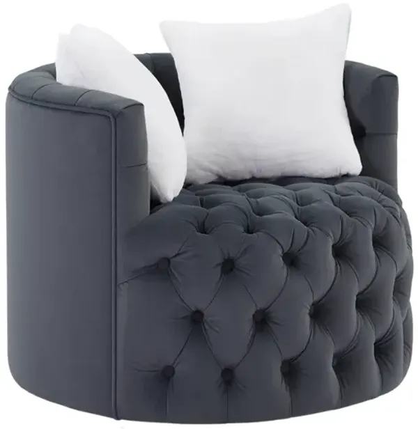 Modern Swivel Barrel Chair with Velvet Back