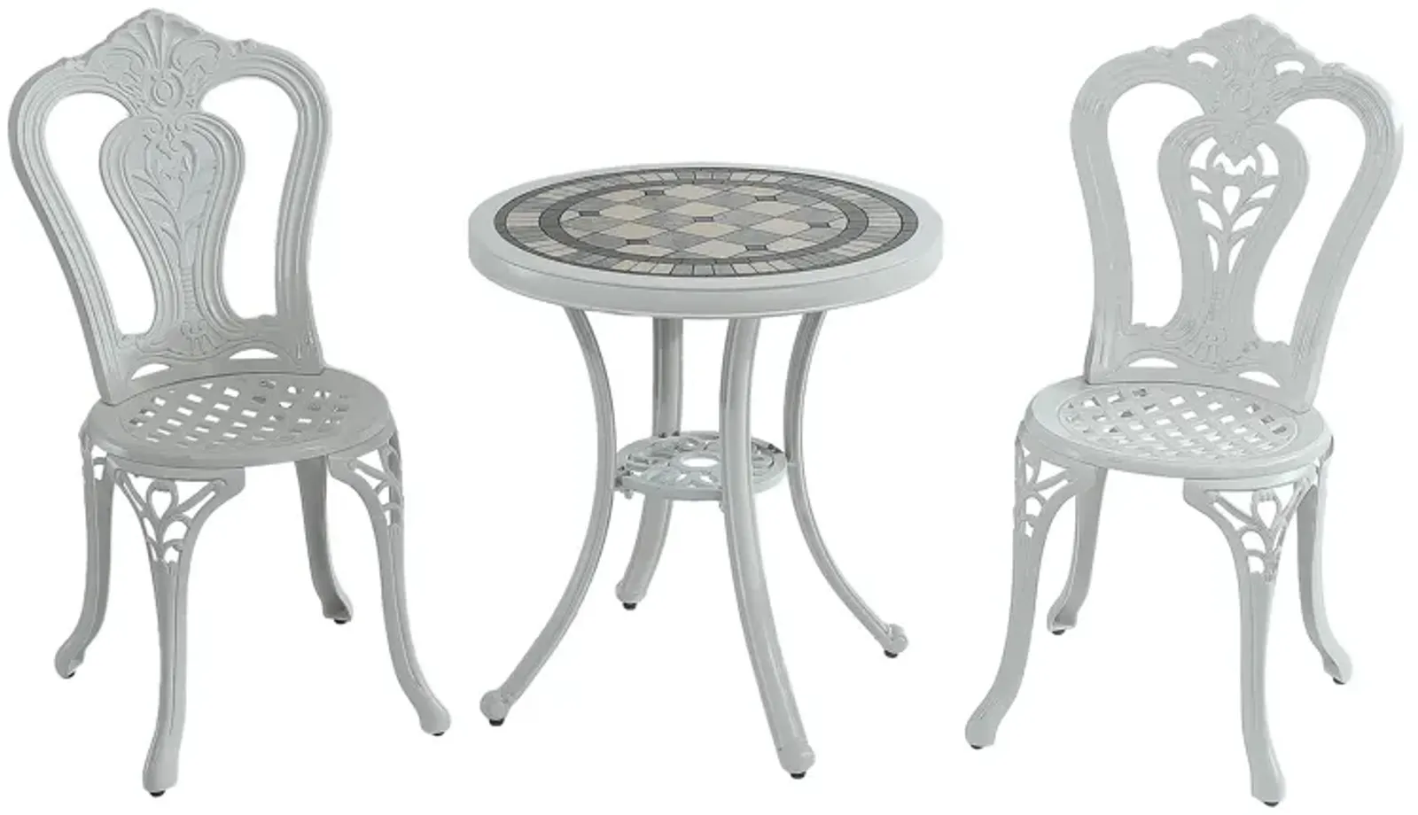 MONDAWE Patio Cast Aluminum Bistro 3-Piece Dining Set, Round Table and 2 Piece Outdoor Chair� Indoor & Outdoor Chic Furniture