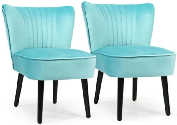 Set of 2 Club Chairs with Solid Wood Legs