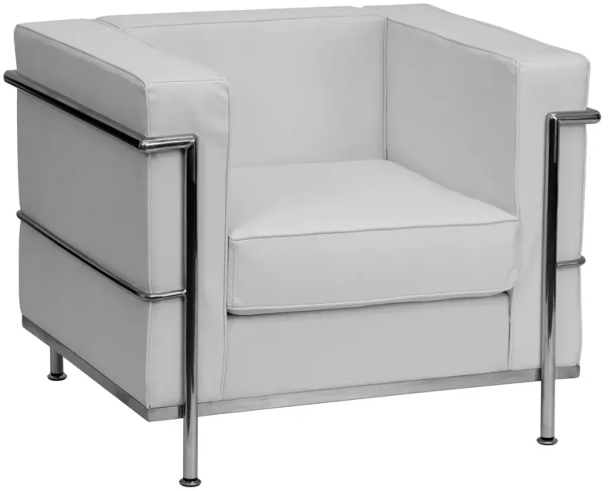 Flash Furniture ZB-REGAL-810-1-CHAIR-WH-GG Hercules Regal Series Contemporary White Leather Chair with Encasing Frame