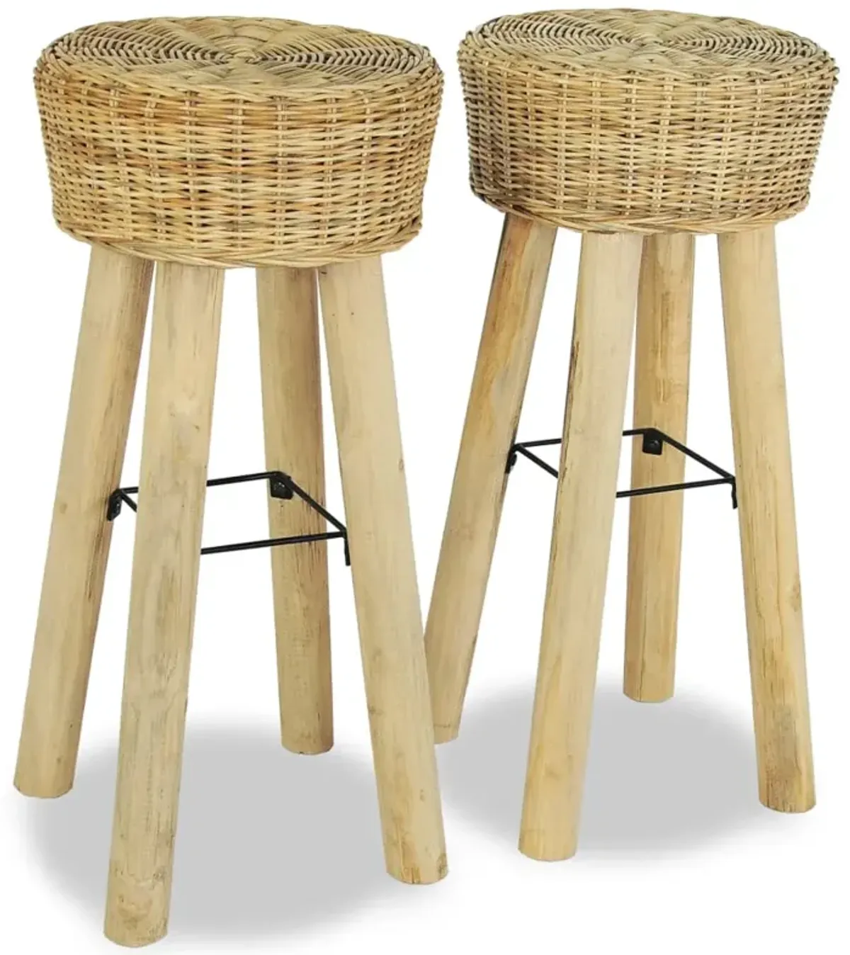 vidaXL Bar Stools 2 pcs Natural Rattan