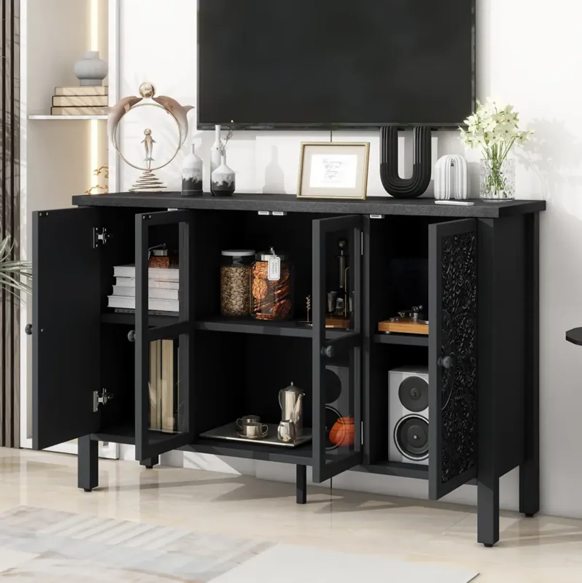 Merax Retro TV Stand Entertainment Center Media Console Cabinet