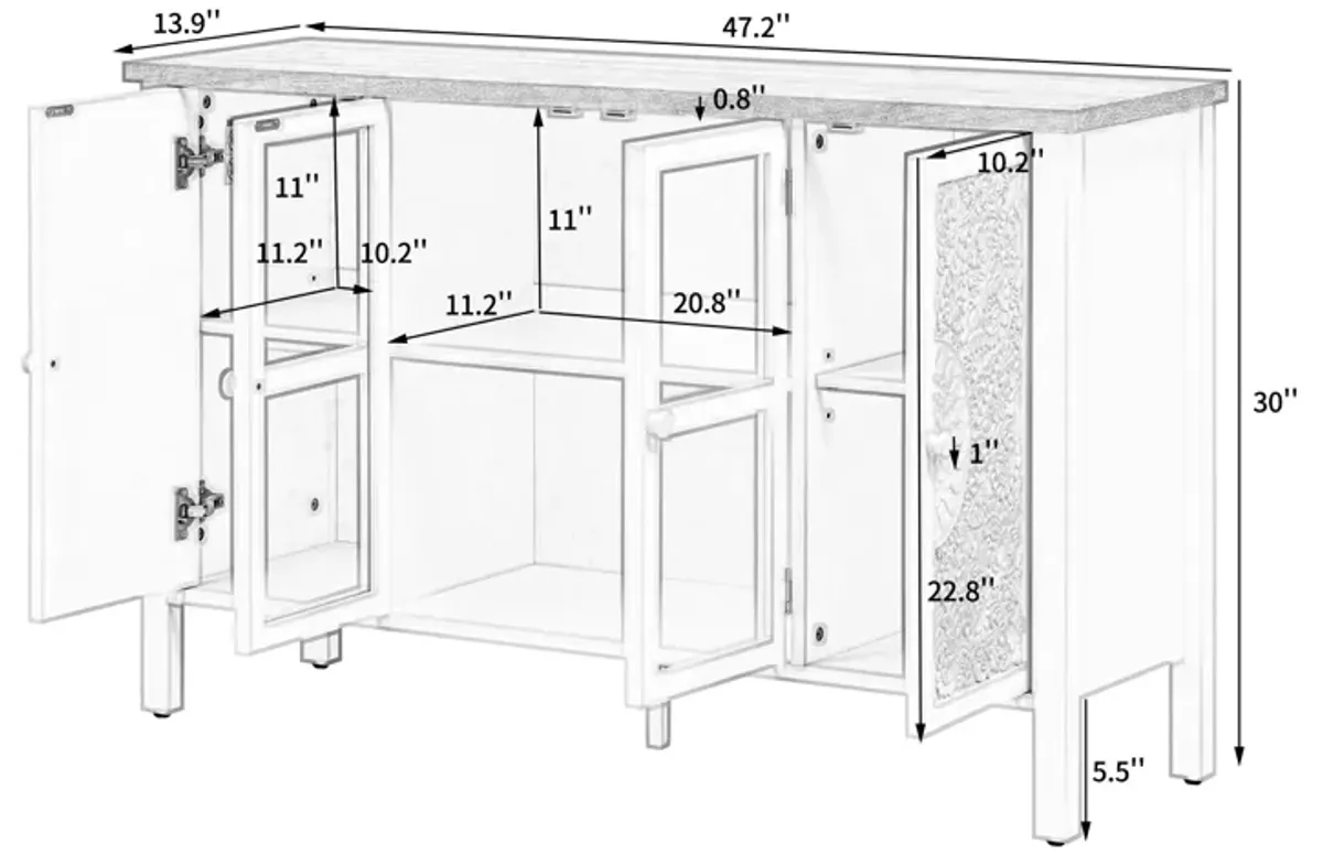Merax Retro TV Stand Entertainment Center Media Console Cabinet