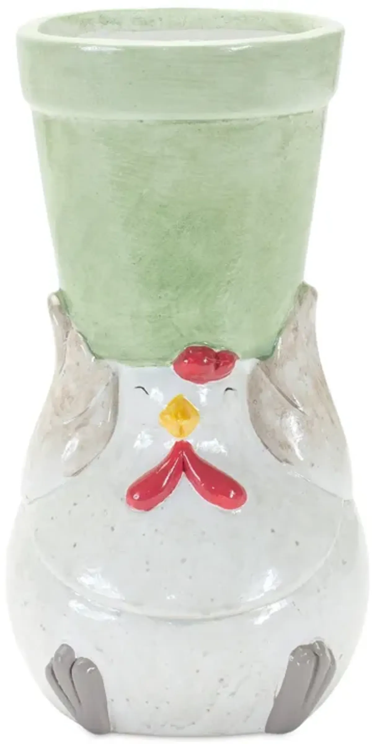 Chicken with Flower Pot for Rustic Farmhouse Décor and Garden Display (Set of 2)