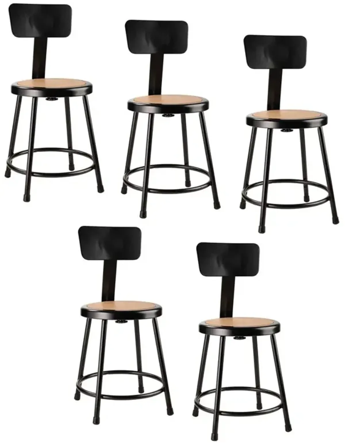 NPS® 18"Heavy Duty Steel Stool With Backrest, Black