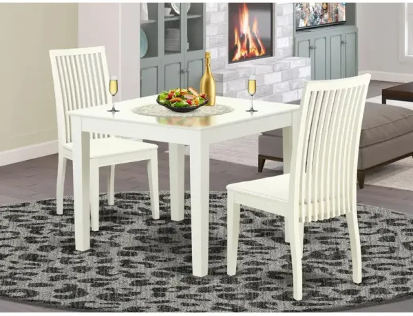 East West Furniture Dining Room Set Linen White, OXIP3-LWH-W