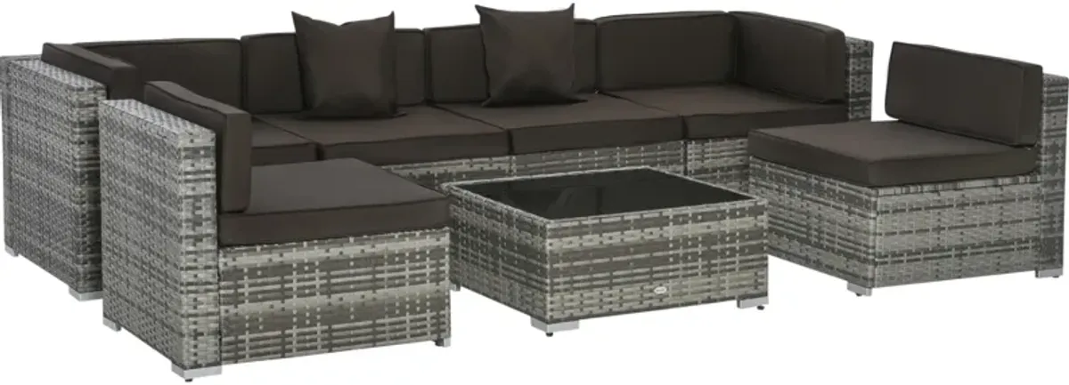 7PC Rattan Wicker Sofa Set Sectional Couch Cushioned Furniture Patio Outdoor