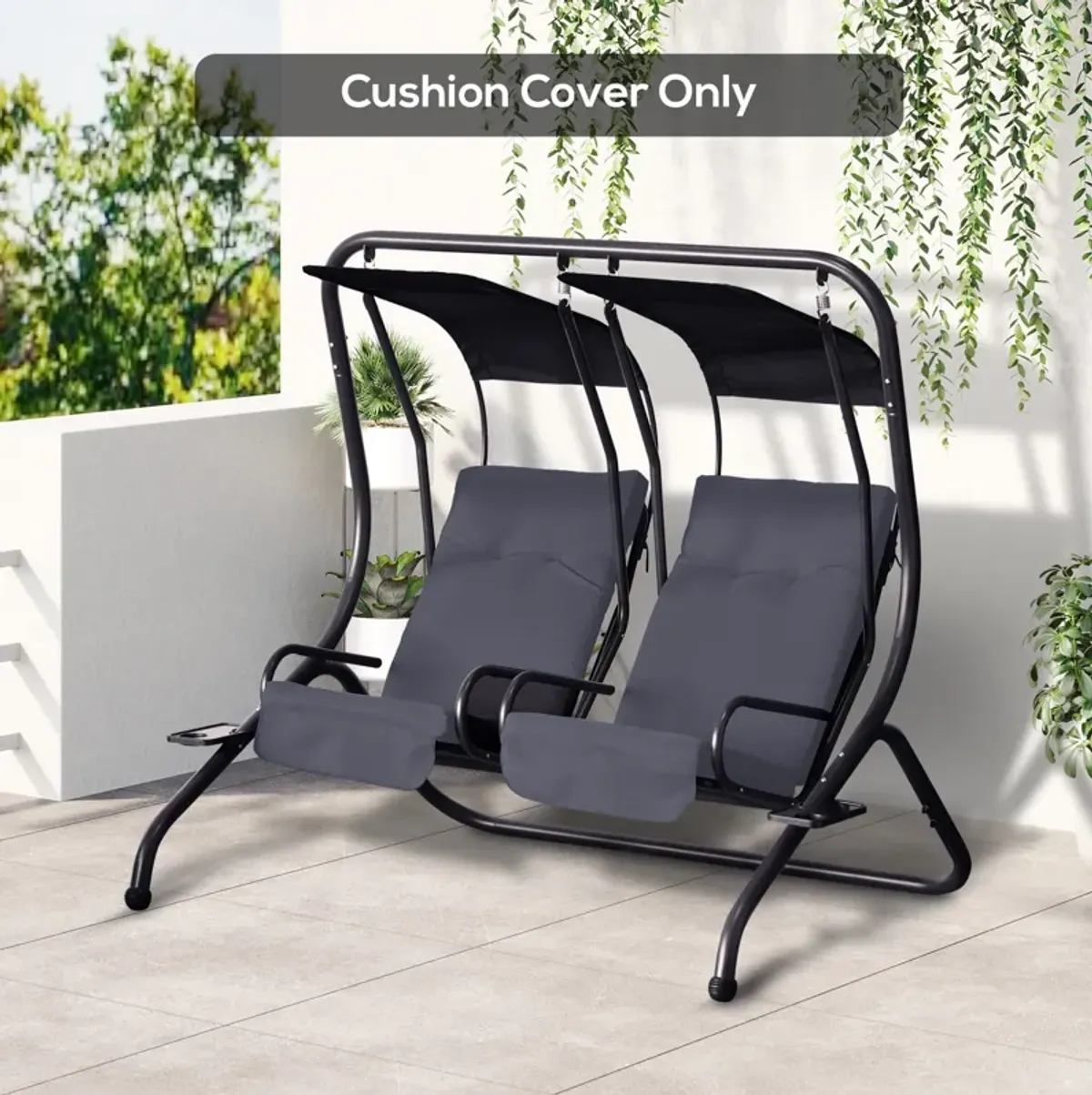 Dark Gray Swing Cushions: 48.75" Outdoor Replacement Set of 2