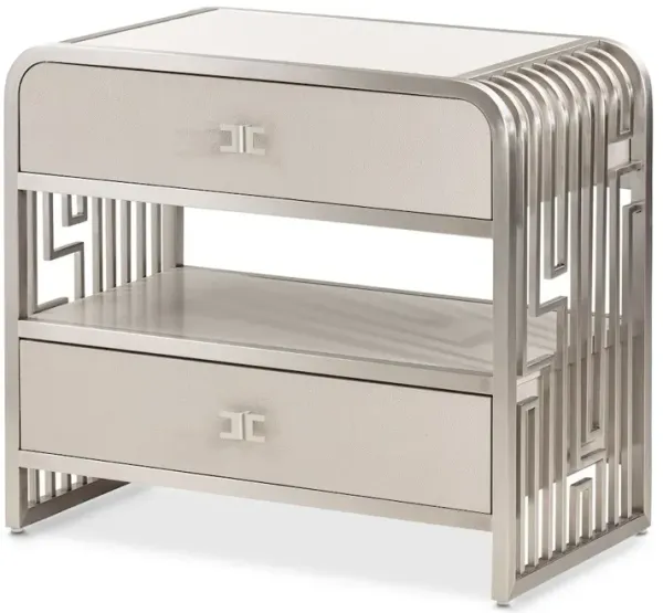 Michael Amini Roxbury Park Metal Nightstand - Stainless Steel